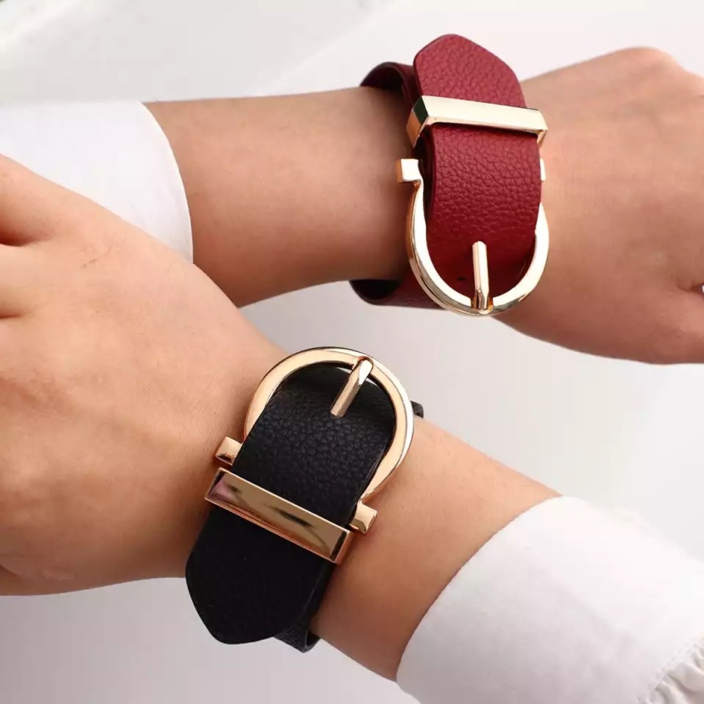 Punk Style Adjustable Wide PU Leather Bracelet - Picture 3 of 13